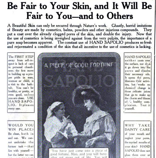 famous hairstyles in the 1900s. Here is an ad for Hand Sapolio, a popular soap in the early 1900s (found in 