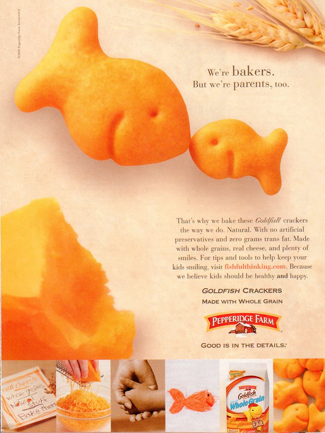 goldfish. Goldfish crackers are likely