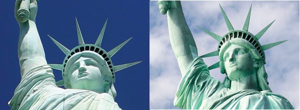 statue of liberty stamp comparison. [Via Linn#39;s Stamp News.]