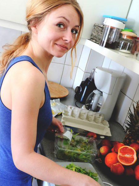 Picture of woman prepping healthy meals for her family