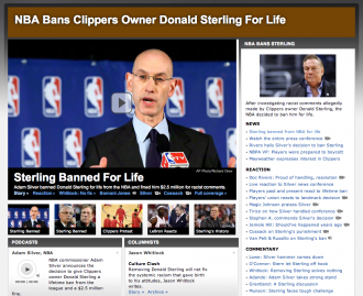 The ESPN.com homepage on 4/30/2014