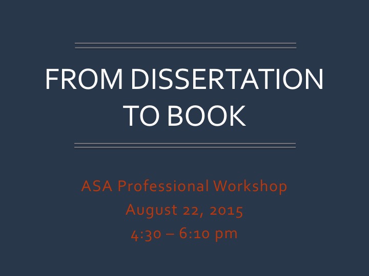 dissertation to book workshop - American Institute of Indian Studies