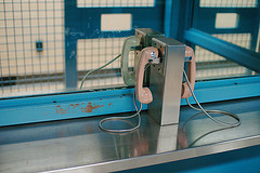Prison waiting room telephones