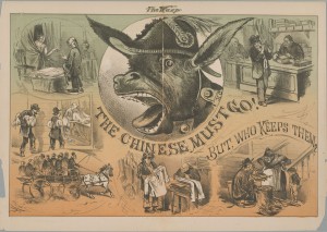 A spread from the 1877 San Francisco magazine The Wasp. Courtesy the Bancroft Library, University of California, Berkeley [no. 93 pages 648-649]. 