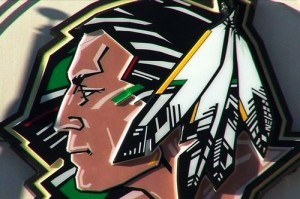 The University of North Dakota's team name was put to a statewide vote in 2012 and will be retired. But a new name cannot be chosen officially until 2015. For now, players take the ice as the UND athletics program.