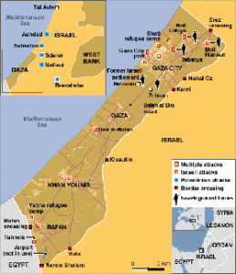 BBC map of Gaza 4 January 2009